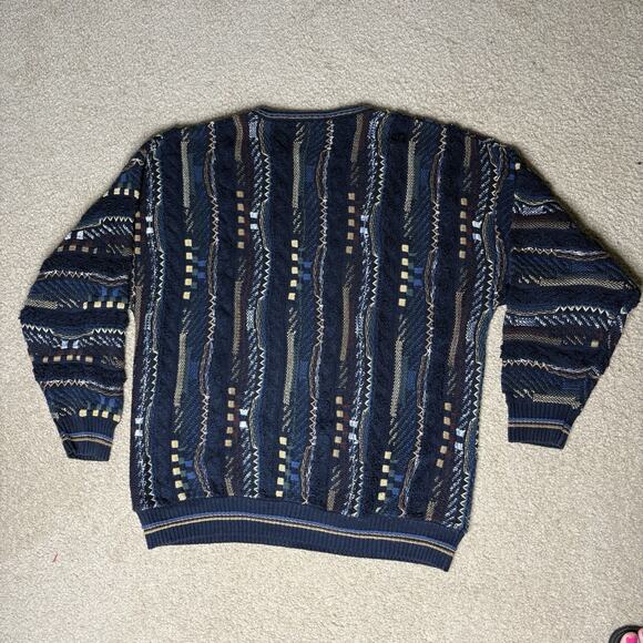 Vintage 90s Lorenzo Men’s Coogi Style Sweater 3D Knit Textured Pullover Size XXL - Picture 2 of 5